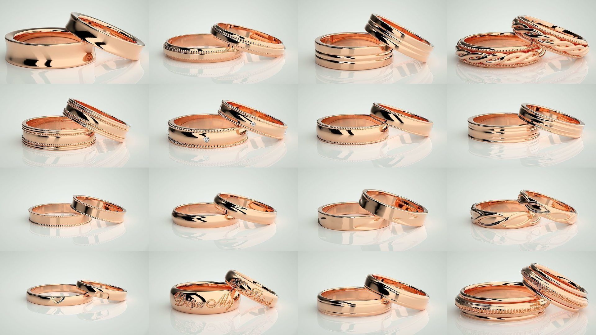 80 Italian Plain Gold Couple Bands 3dm stl 9 renders details  3D Model Collection_2