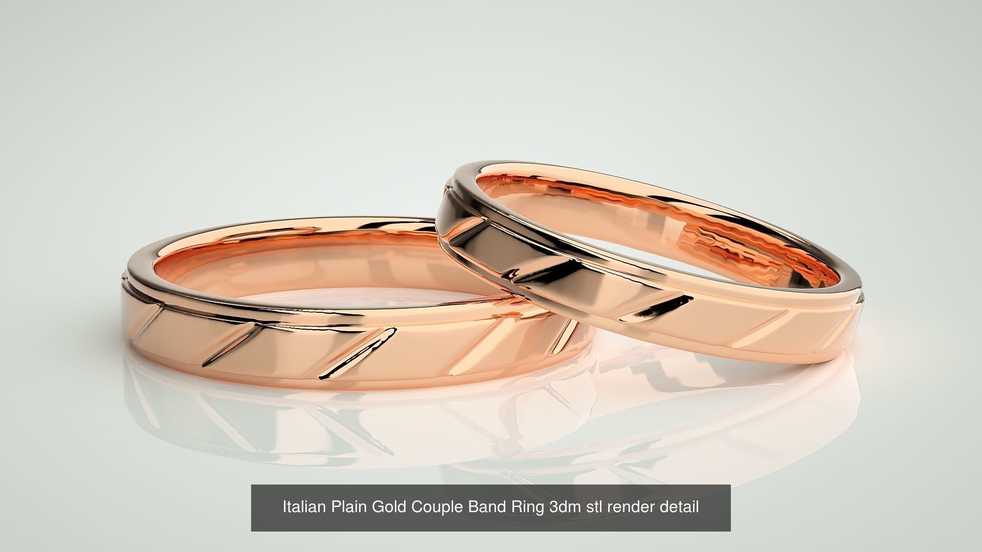 80 Italian Plain Gold Couple Bands 3dm stl 9 renders details  3D Model Collection_8