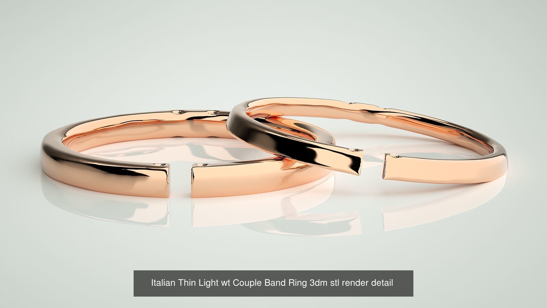 80 Italian Plain Gold Couple Bands 3dm stl 9 renders details  3D Model Collection_68