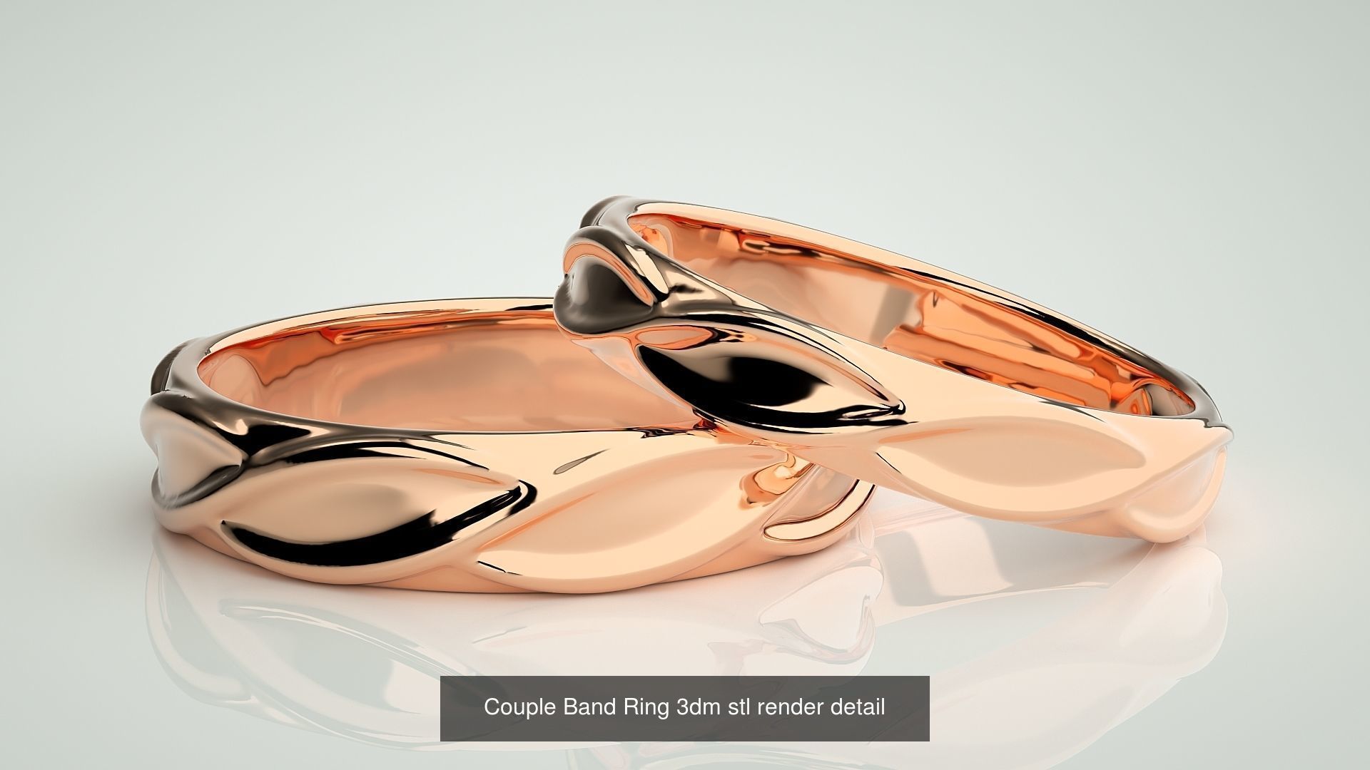 80 Italian Plain Gold Couple Bands 3dm stl 9 renders details  3D Model Collection_44