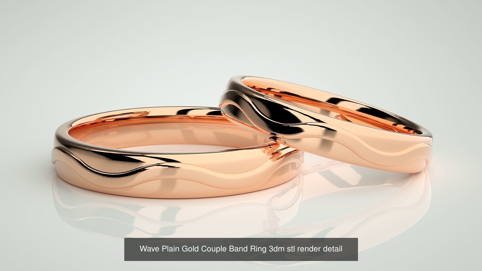 80 Italian Plain Gold Couple Bands 3dm stl 9 renders details  3D Model Collection_10