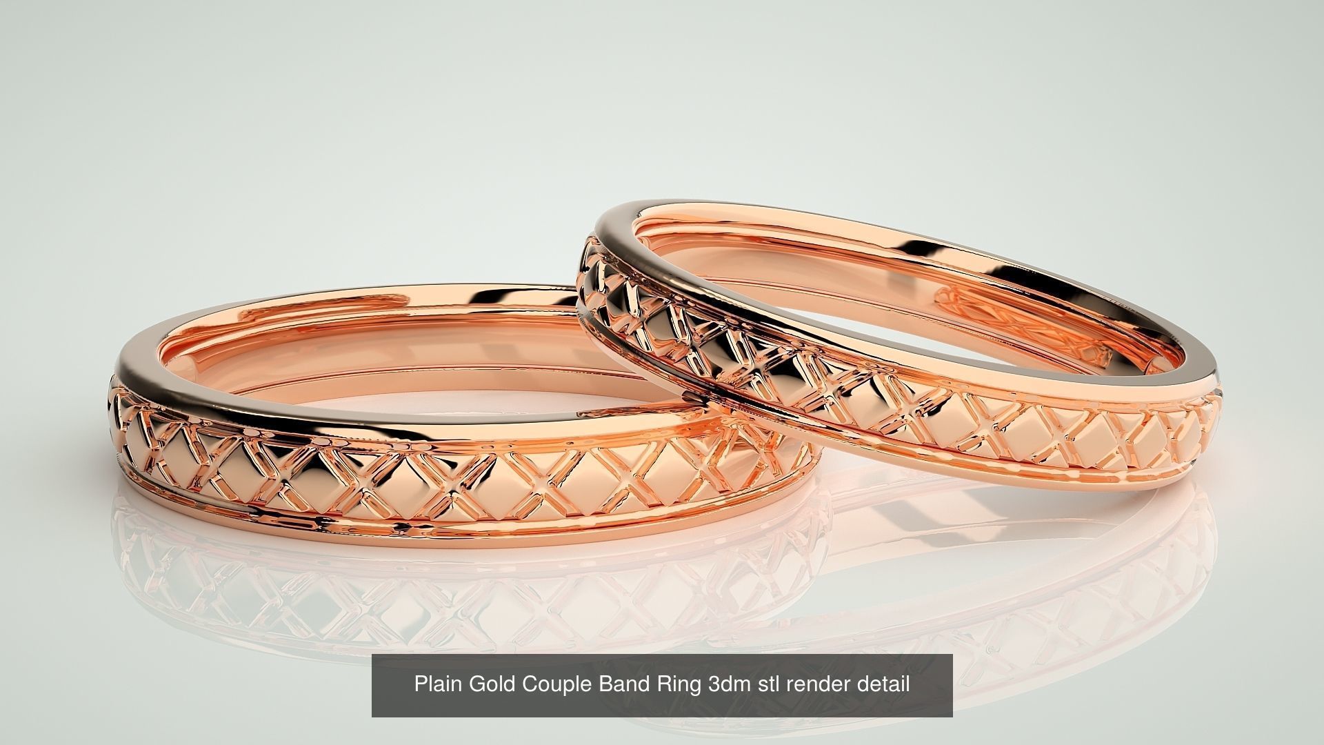 80 Italian Plain Gold Couple Bands 3dm stl 9 renders details  3D Model Collection_9