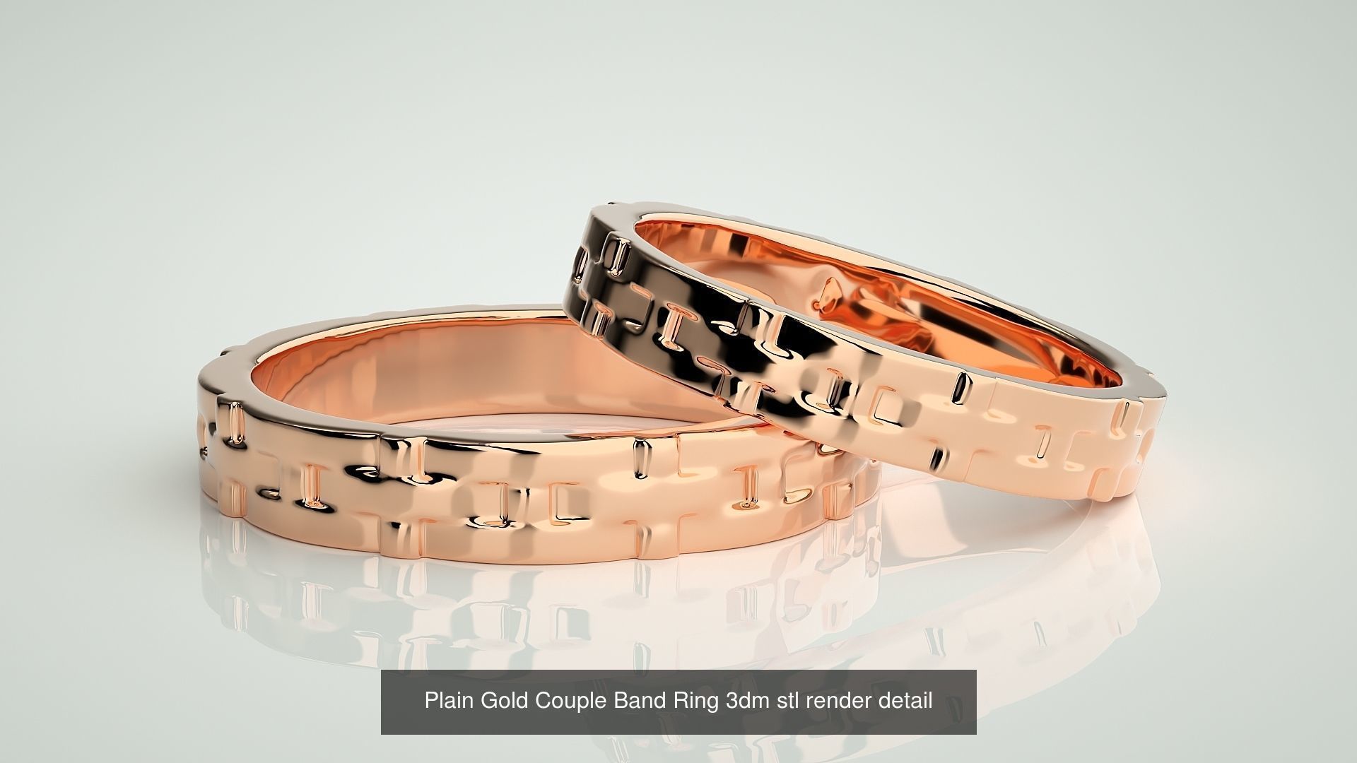 80 Italian Plain Gold Couple Bands 3dm stl 9 renders details  3D Model Collection_85