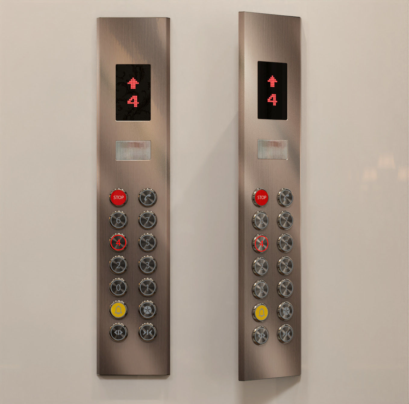 GoldenLines Elevator control panels Free 3D model_11