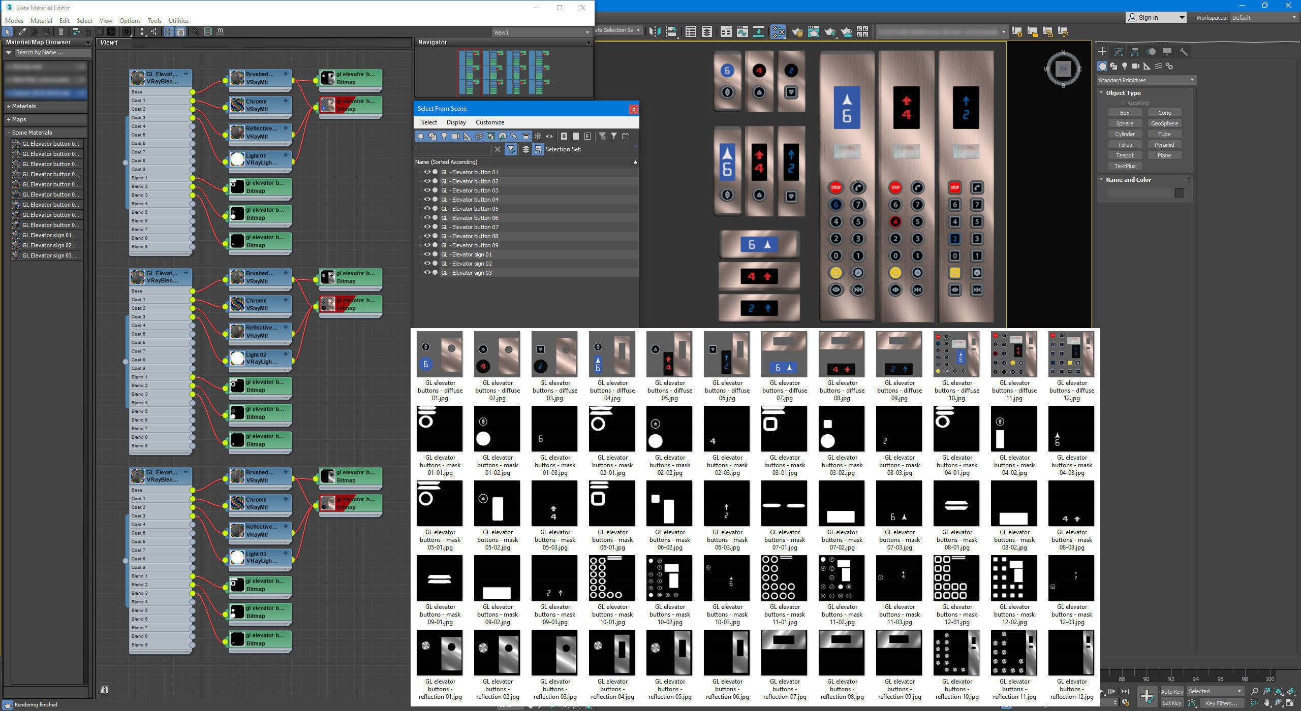 GoldenLines Elevator control panels Free 3D model_14