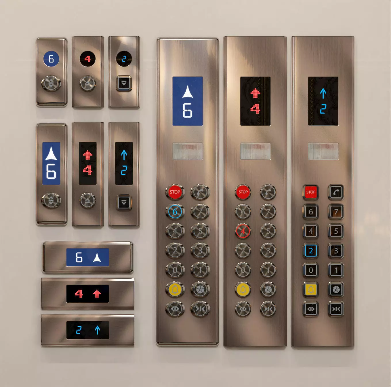 GoldenLines Elevator control panels Free 3D model_0