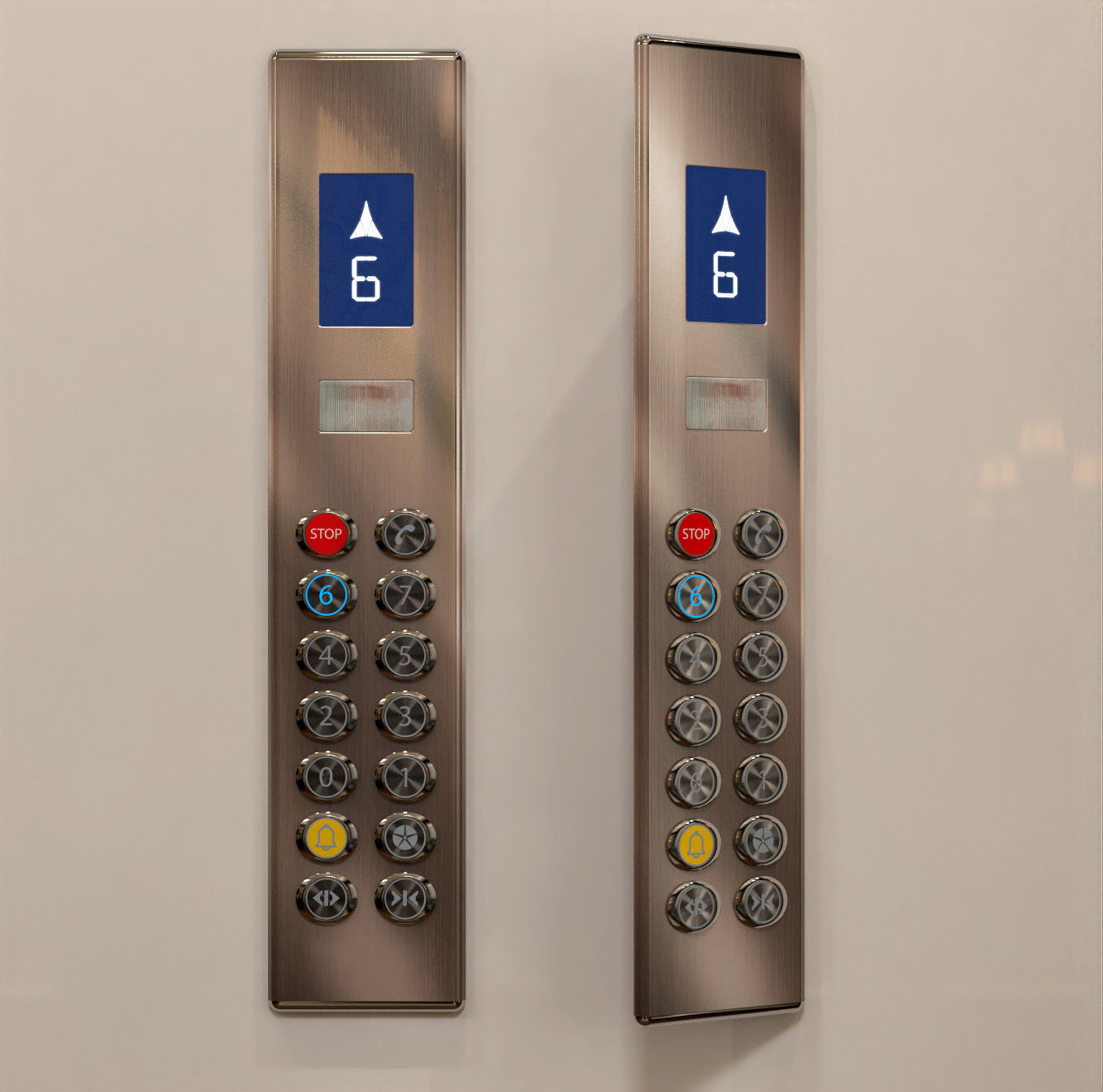 GoldenLines Elevator control panels Free 3D model_10