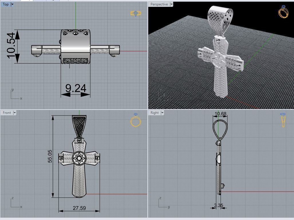 Cross necklace 492 3D print model_4