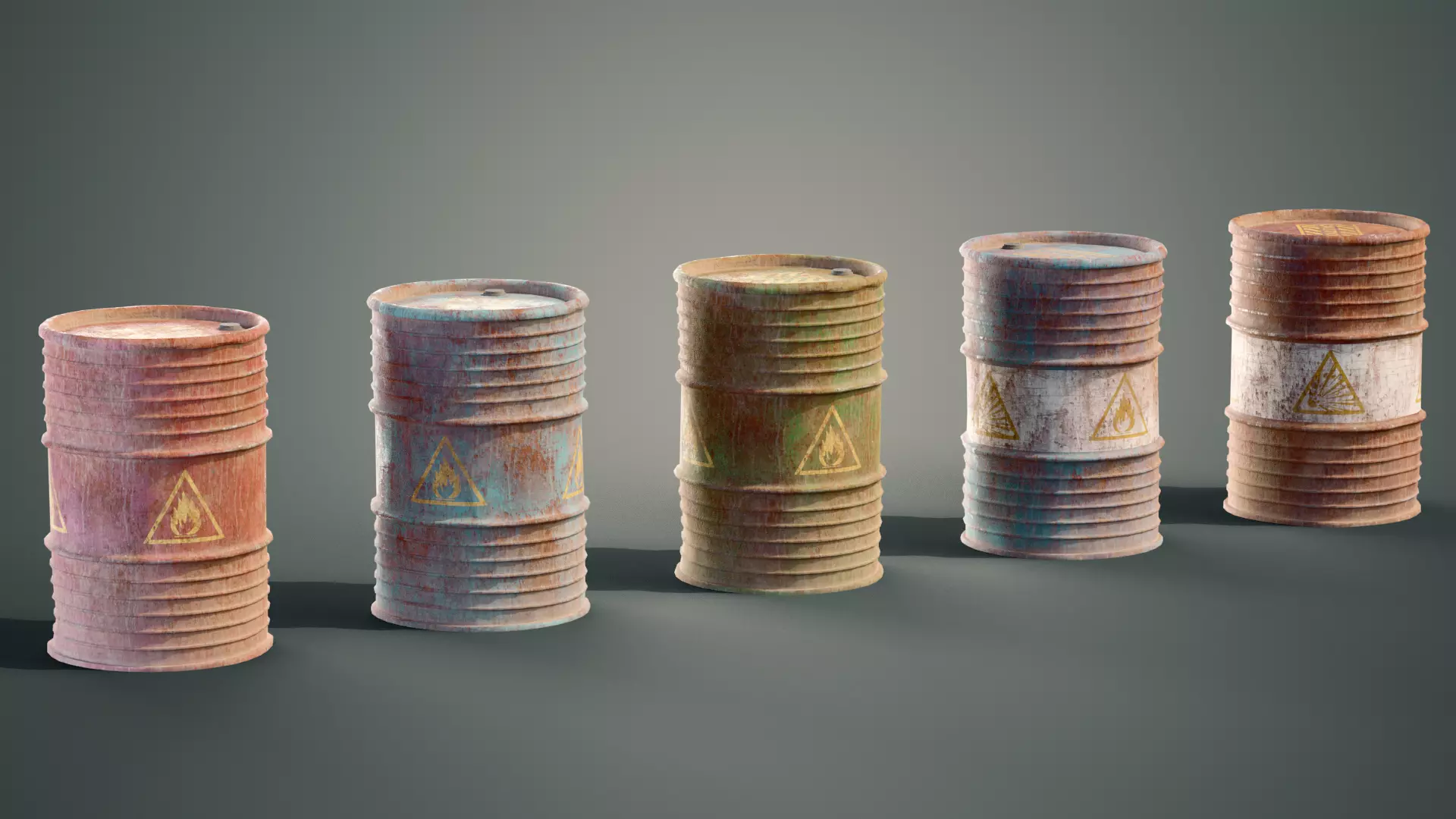 Old oil barrels Free low-poly 3D model