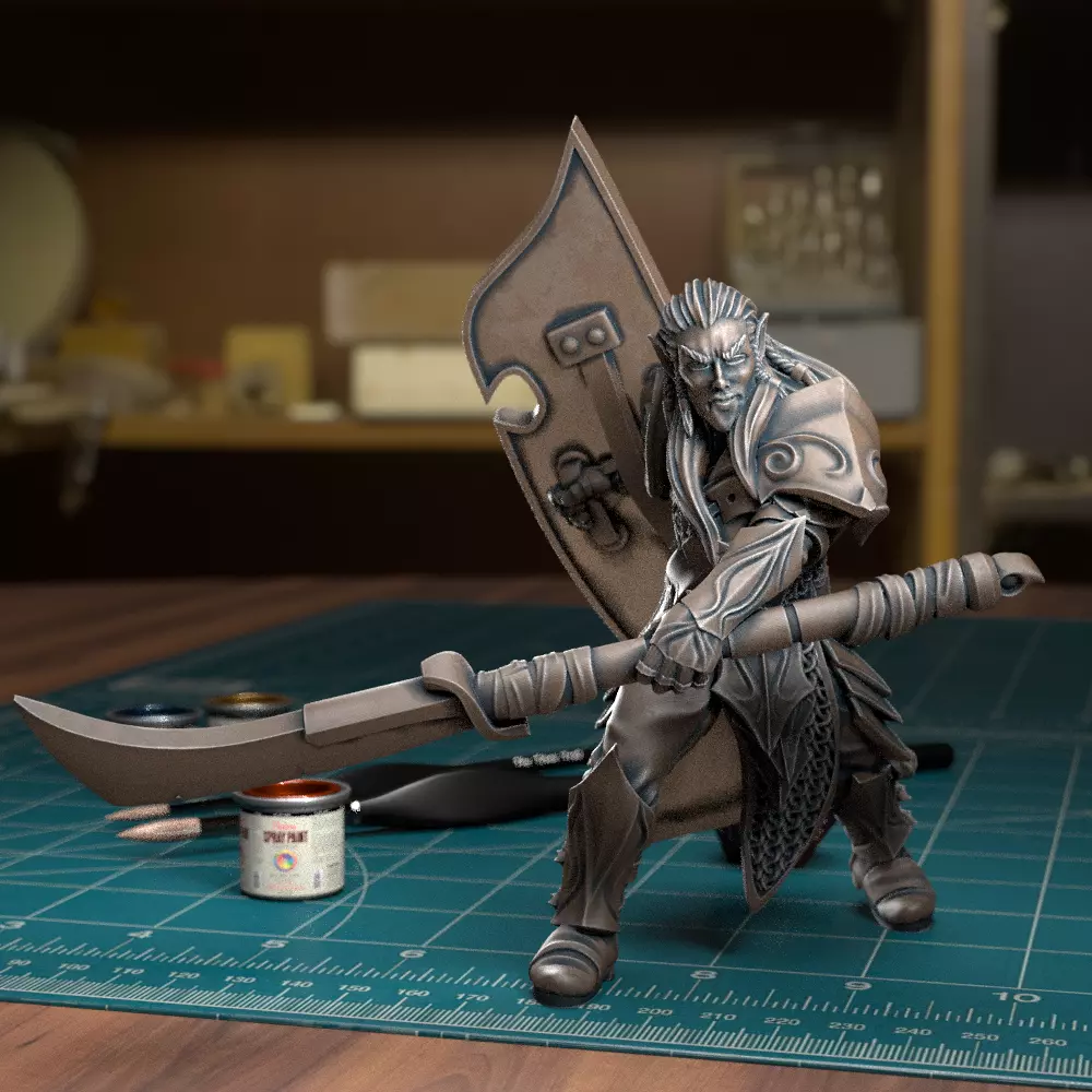 Elf Spearman 03- Presupported 3D print model_0