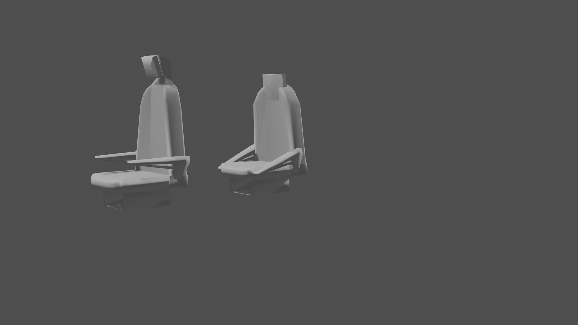 2 simple car seats low poly Low-poly 3D model_1