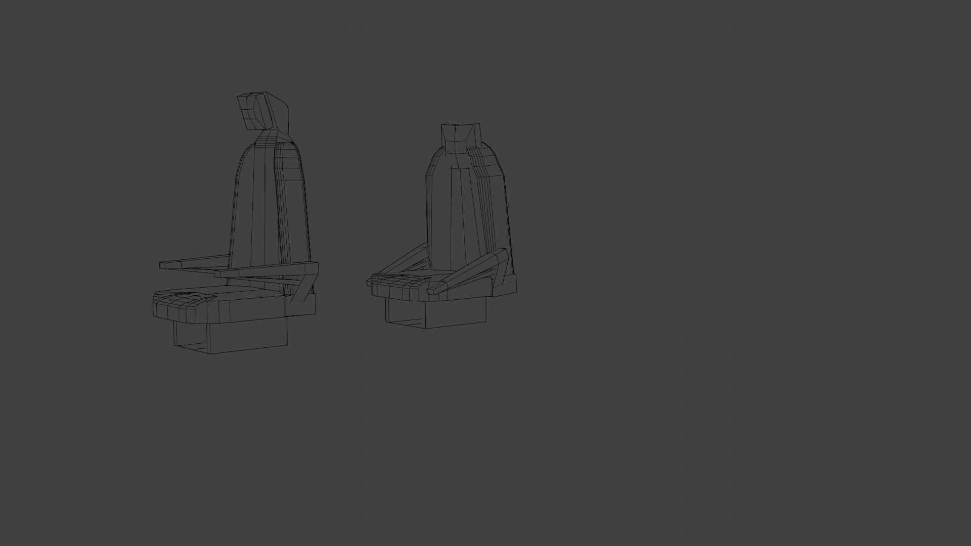 2 simple car seats low poly Low-poly 3D model_7