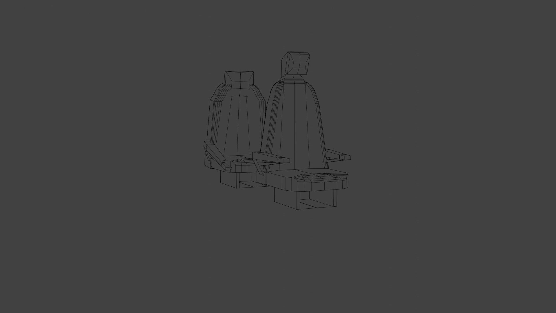 2 simple car seats low poly Low-poly 3D model_4