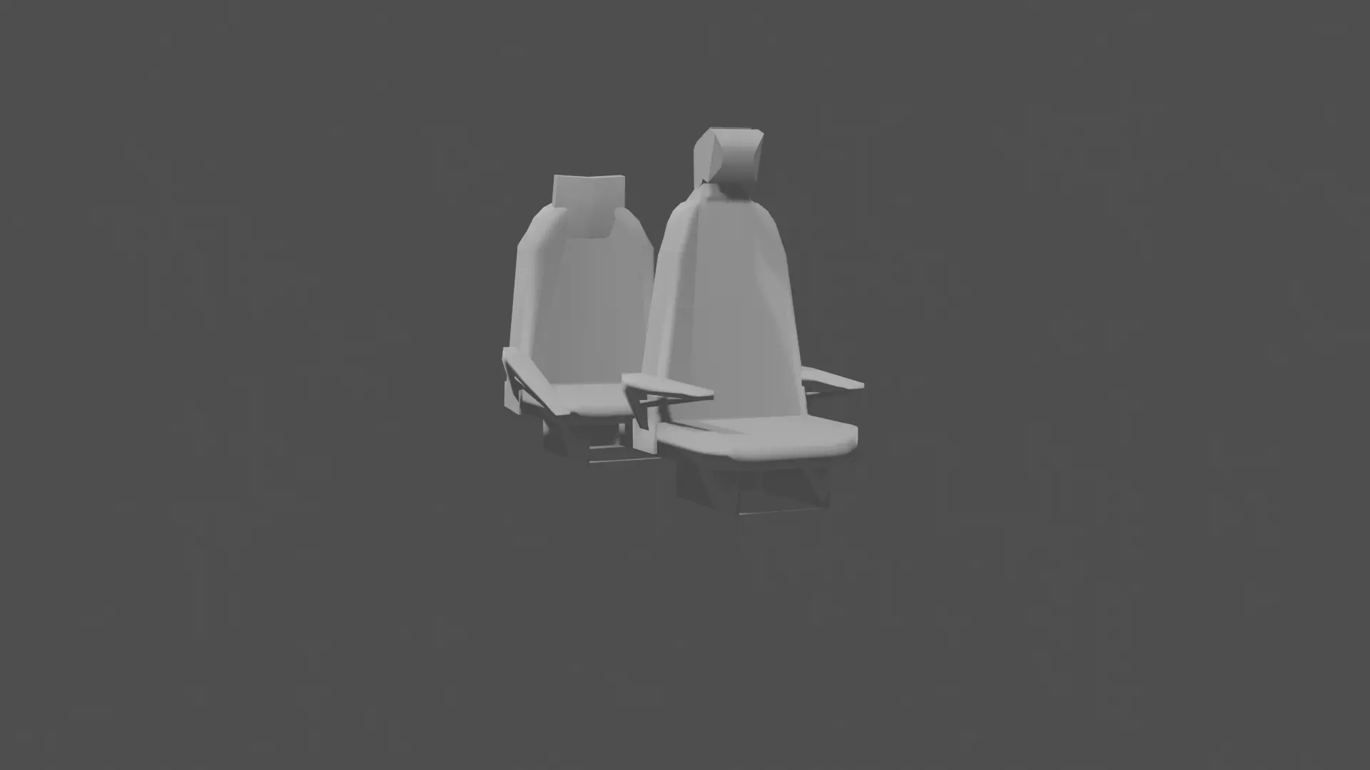 2 simple car seats low poly Low-poly 3D model_0