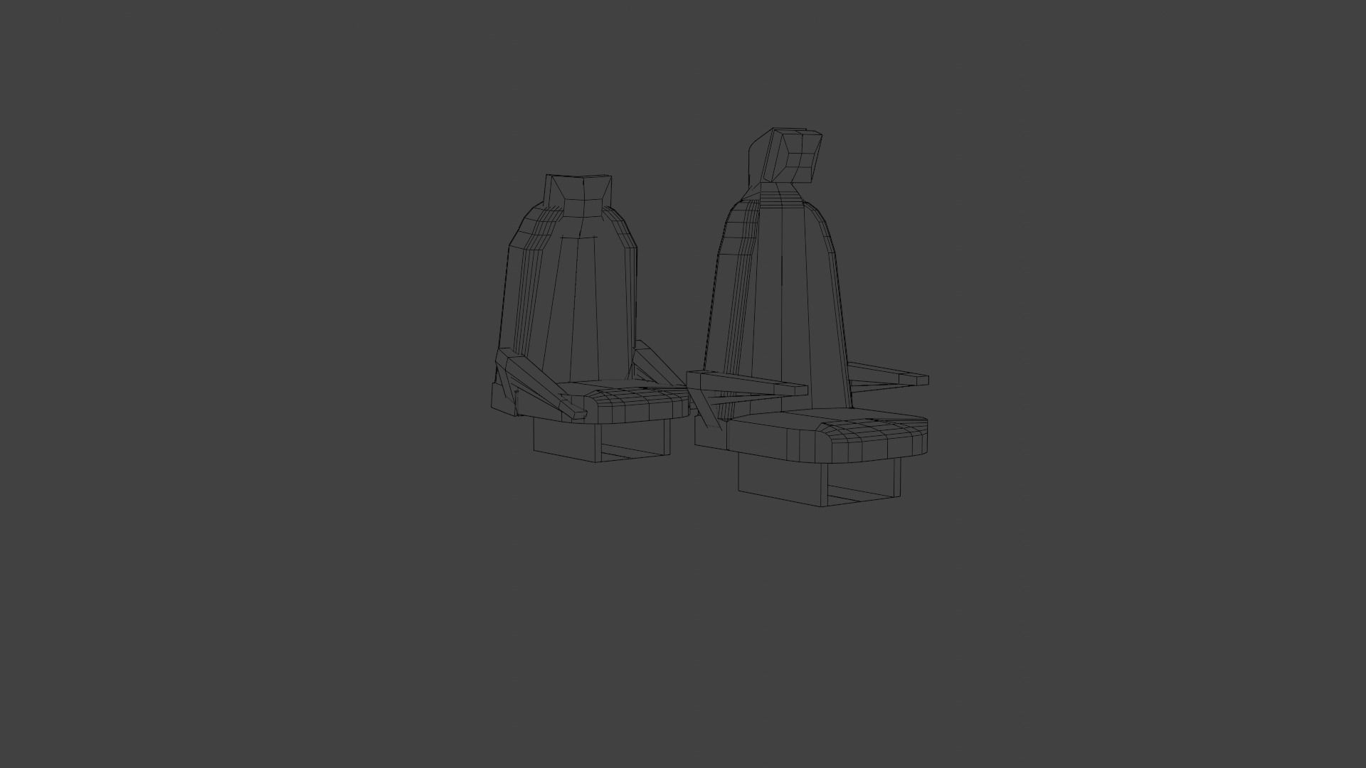 2 simple car seats low poly Low-poly 3D model_2