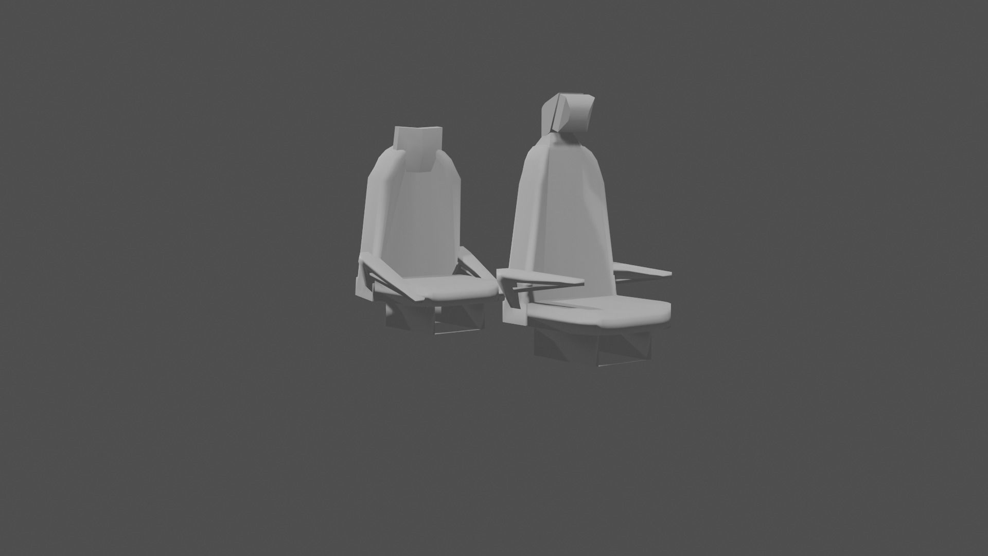 2 simple car seats low poly Low-poly 3D model_3