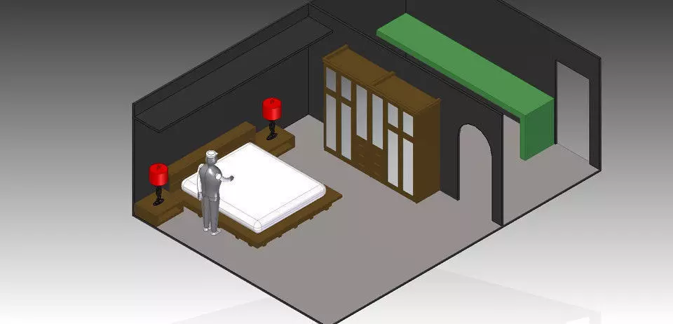 King Size Platform Bed Free 3D model