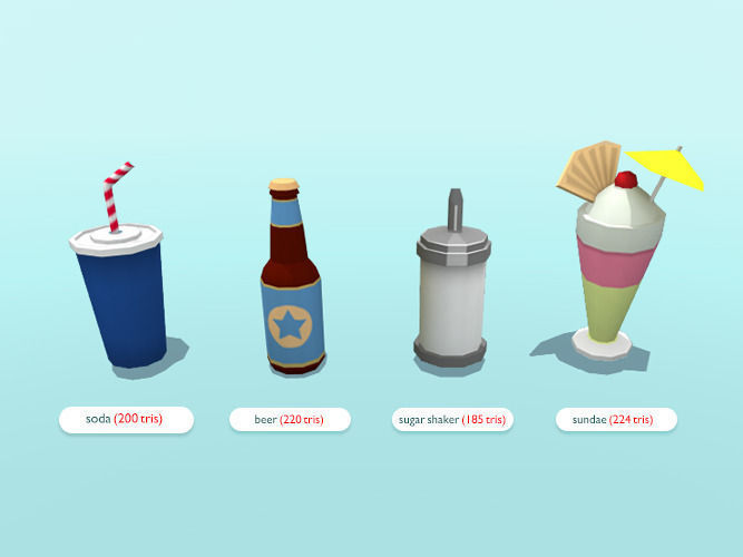 American Diner Food Low-poly 3D model_4