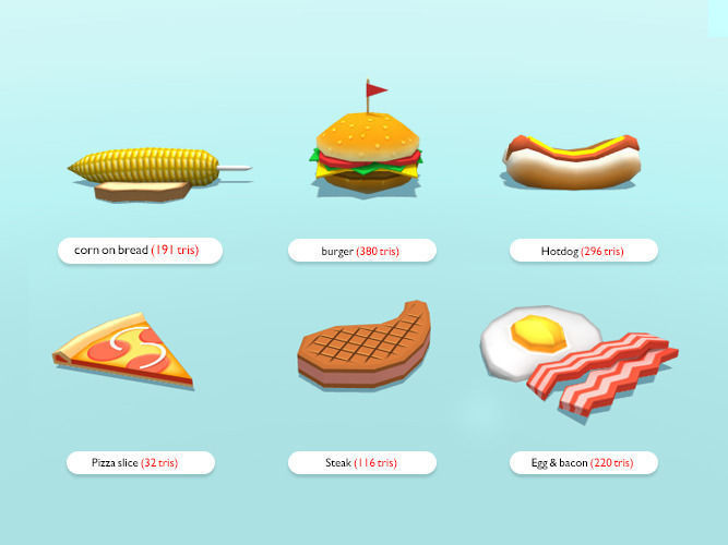 American Diner Food Low-poly 3D model_1