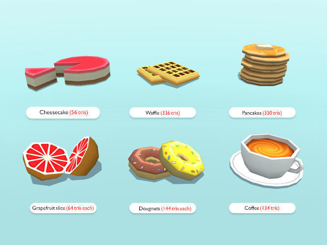 American Diner Food Low-poly 3D model_3