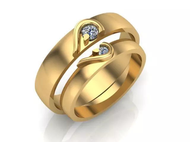 2 Hearths wedding bands 3D print model