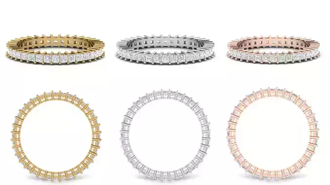 Princess Cut Square Diamond Eternity Band