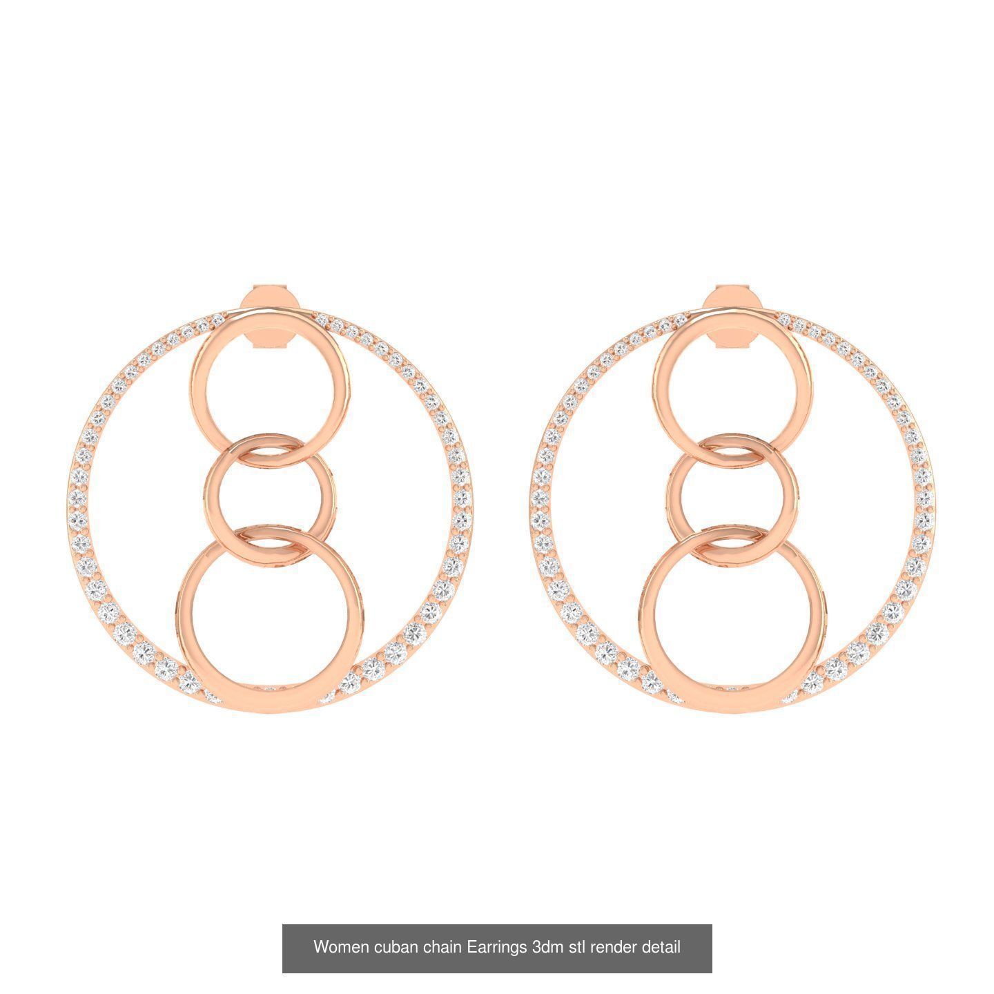 5 Cuban Chain Theme Ring Earrings 3dm stl renders details 3D Model Collection_2
