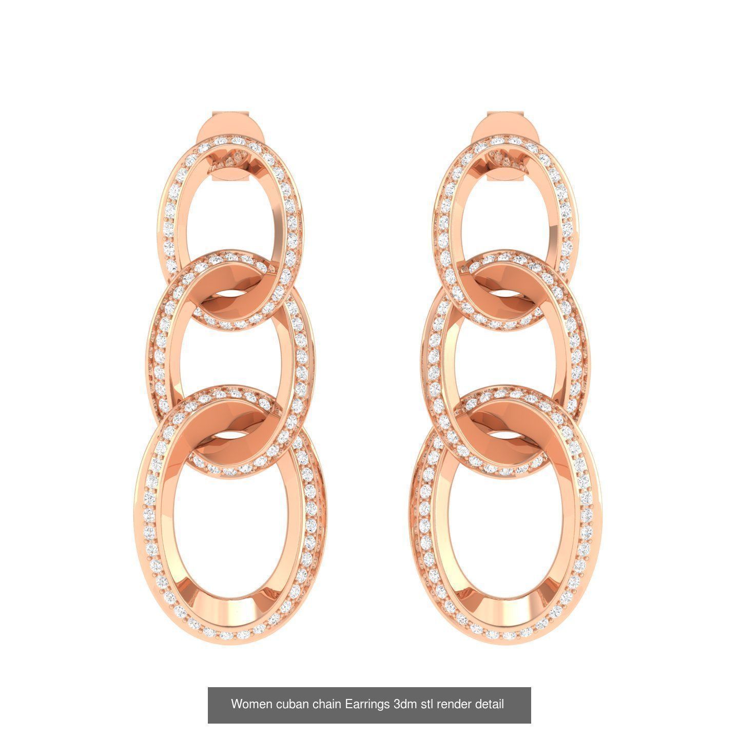 5 Cuban Chain Theme Ring Earrings 3dm stl renders details 3D Model Collection_1