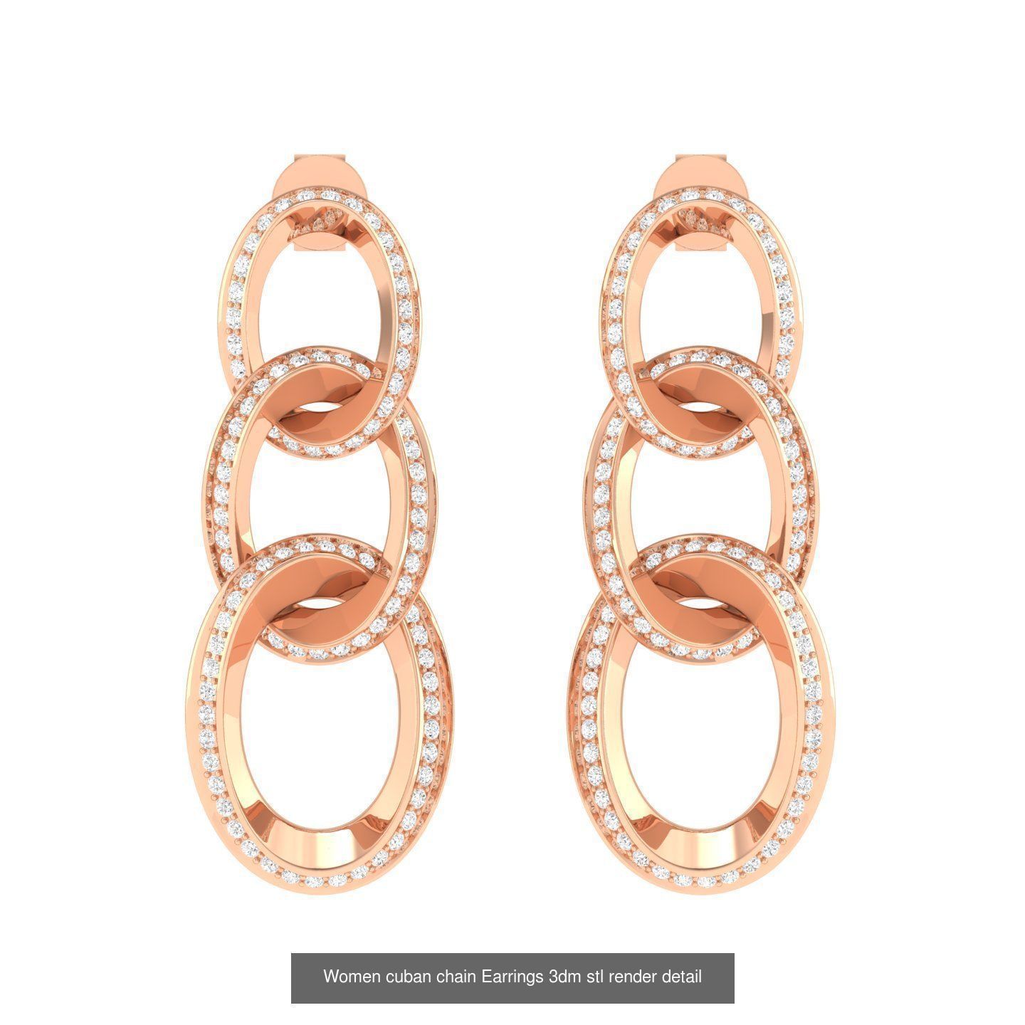 5 Cuban Chain Theme Ring Earrings 3dm stl renders details 3D Model Collection_3