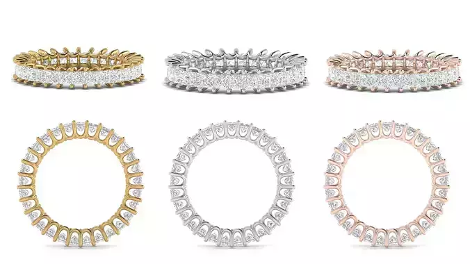  U Prong Square Diamond Eternity Band