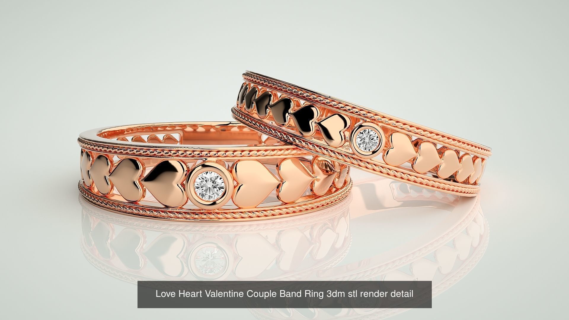 12 Love Valentine Heart Couple Band 3dm stl 9 renders details  3D Model Collection_12
