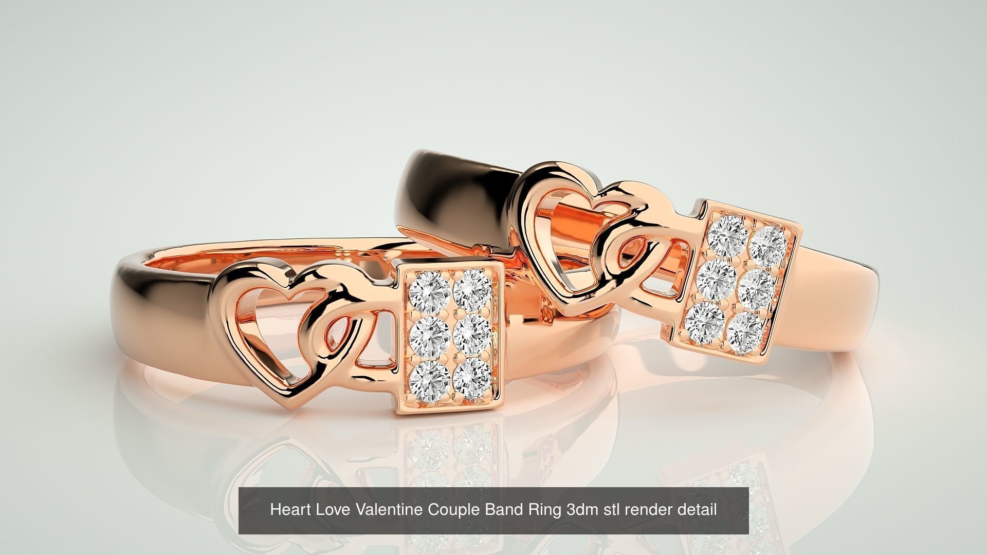 12 Love Valentine Heart Couple Band 3dm stl 9 renders details  3D Model Collection_4