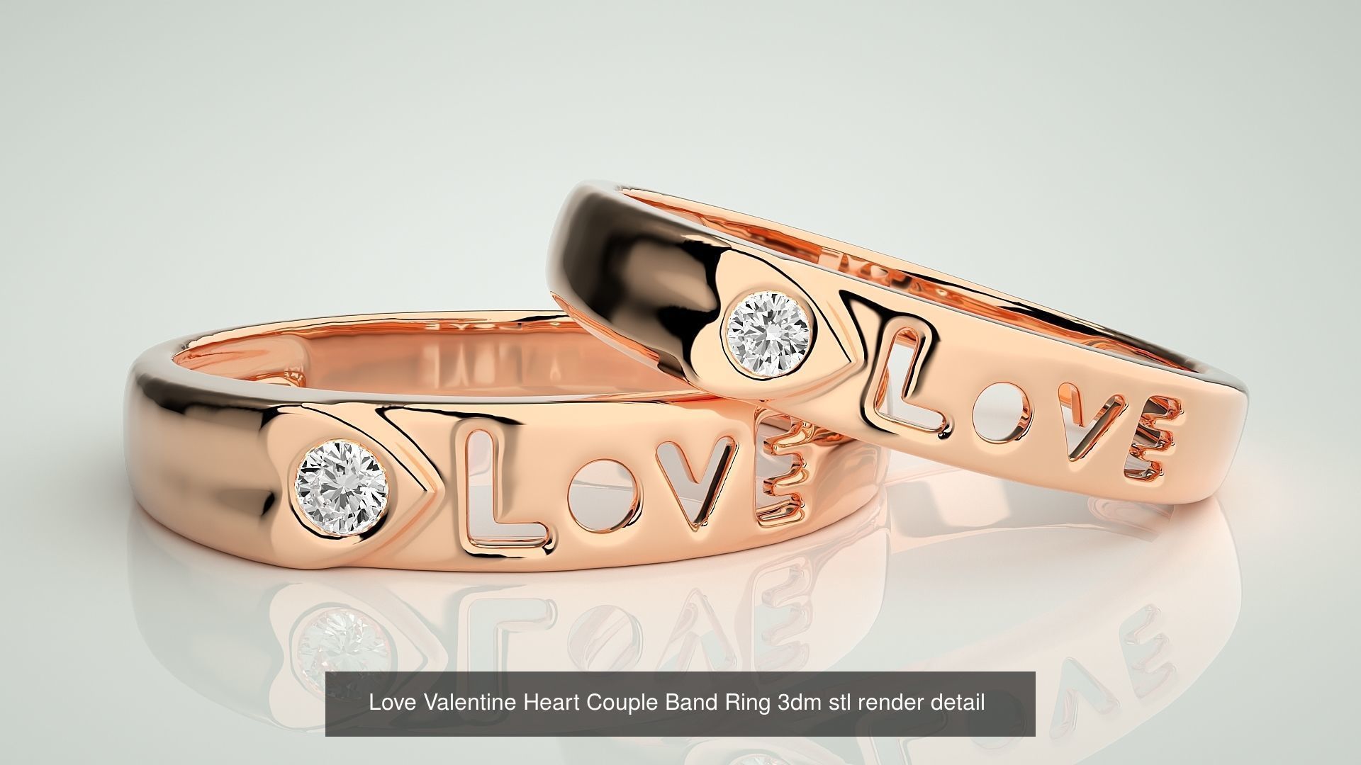 12 Love Valentine Heart Couple Band 3dm stl 9 renders details  3D Model Collection_2