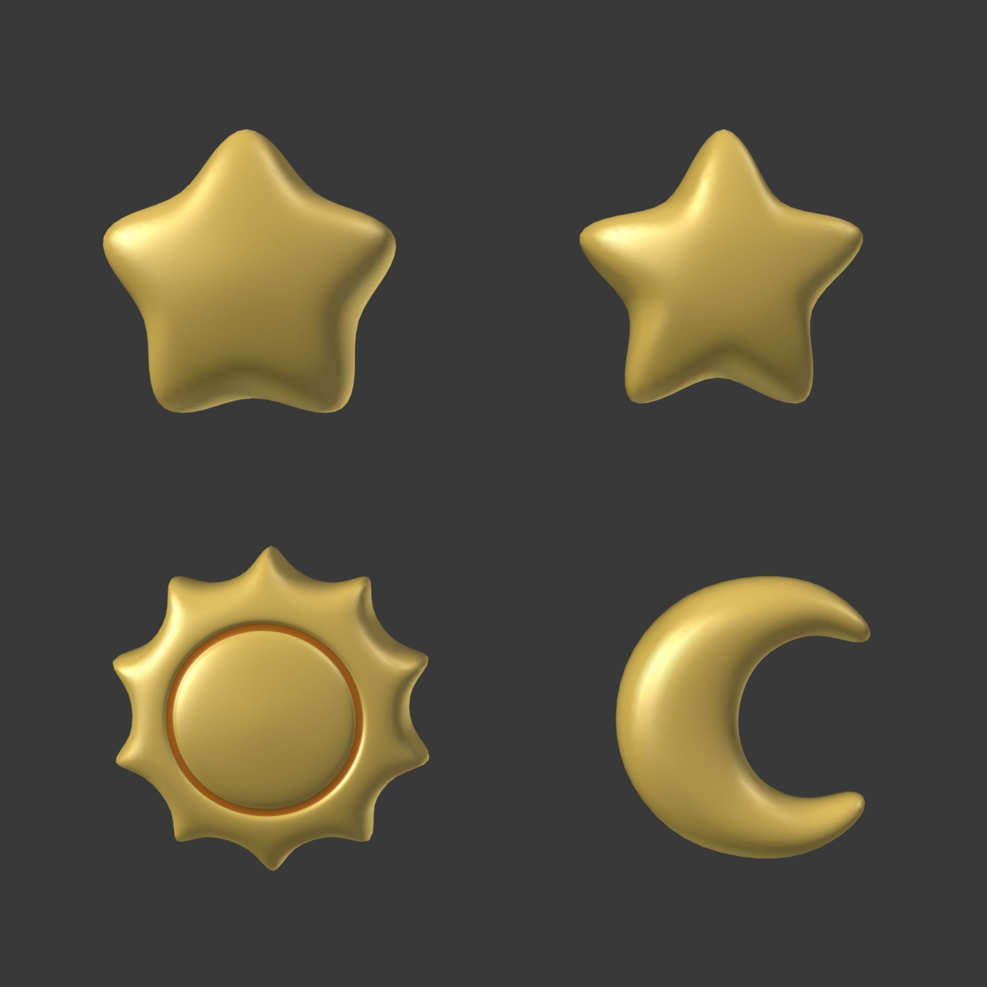 Cartoon Stars Pack Low-poly 3D model_1