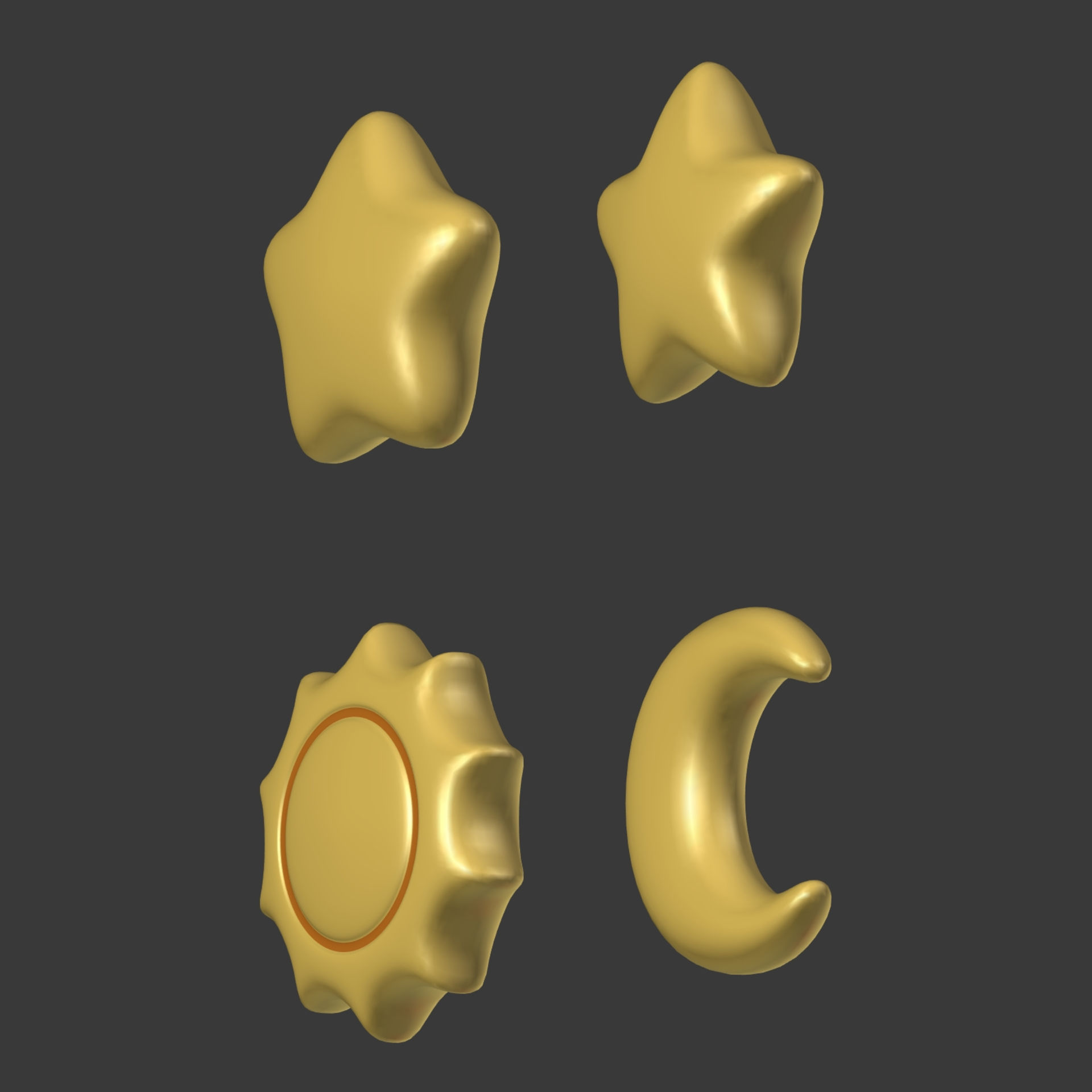 Cartoon Stars Pack Low-poly 3D model_2