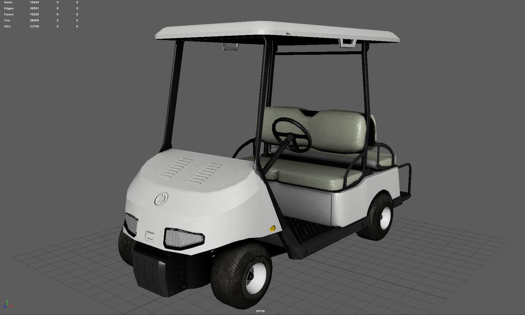 Golf Cart Low-poly 3D model_4