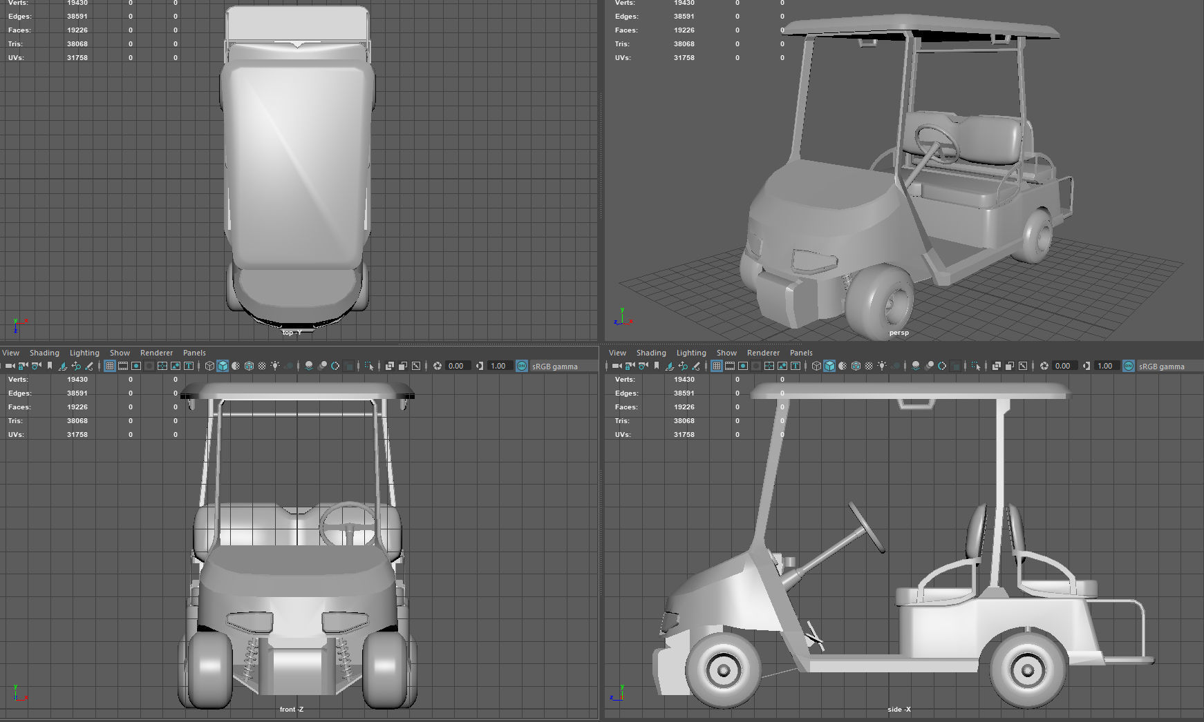 Golf Cart Low-poly 3D model_8