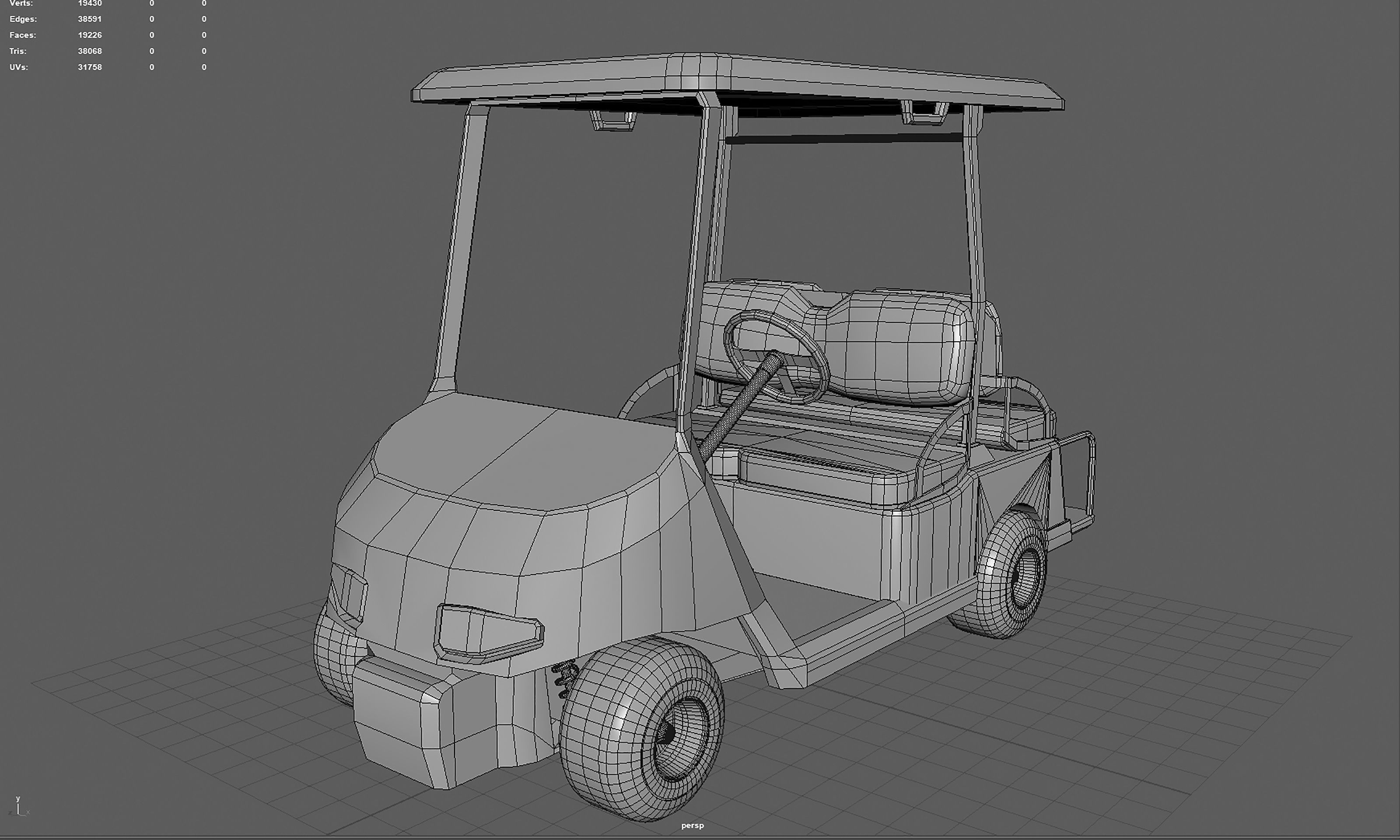 Golf Cart Low-poly 3D model_14