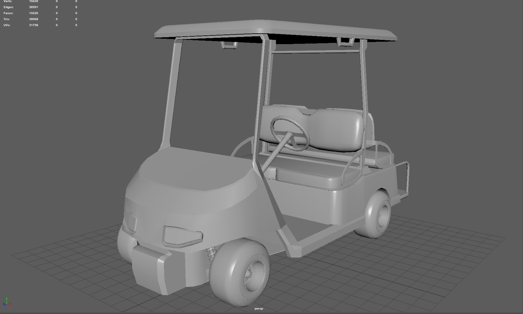 Golf Cart Low-poly 3D model_5