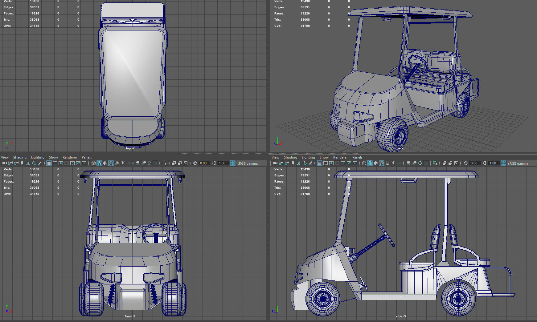 Golf Cart Low-poly 3D model_9