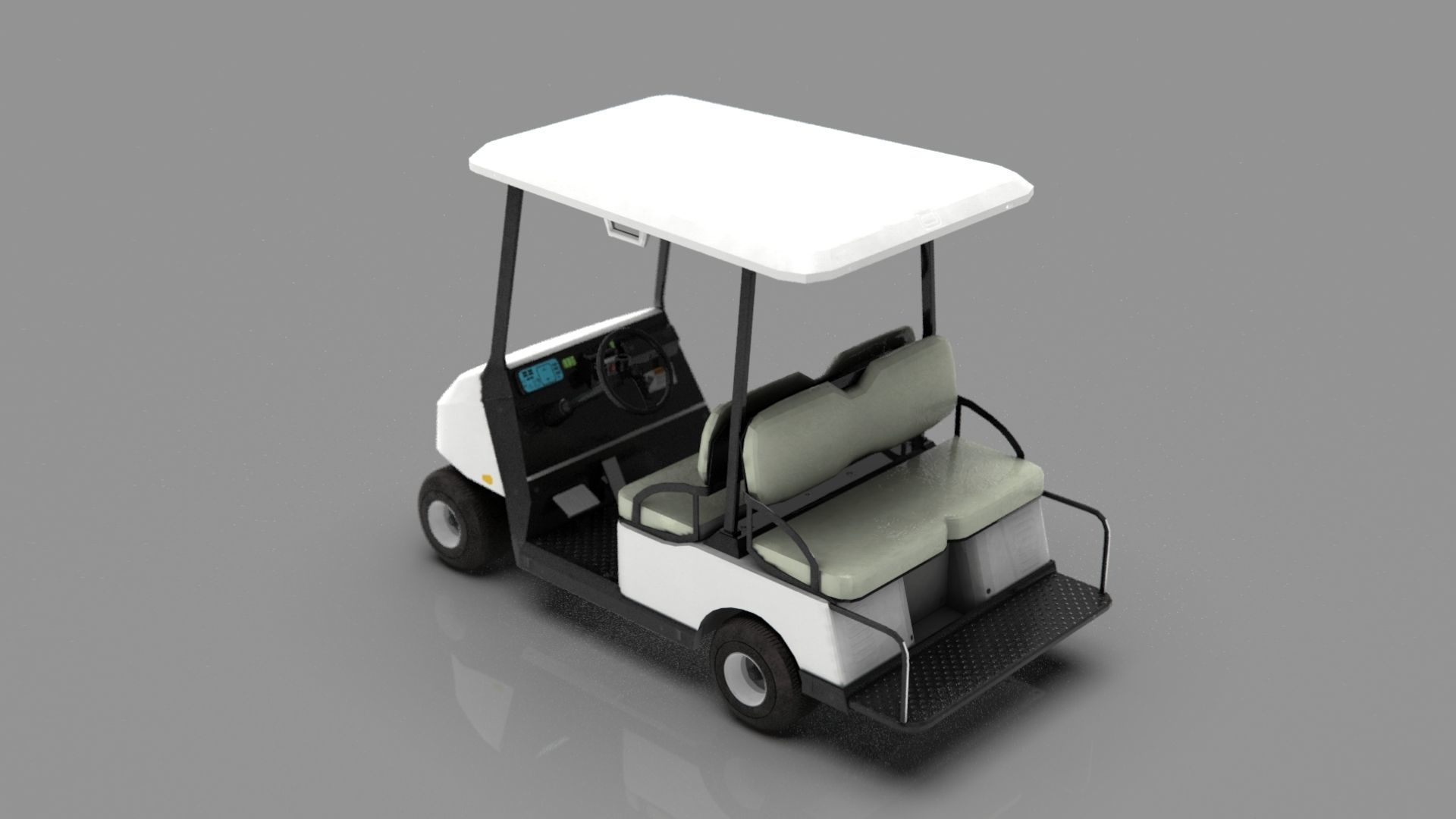 Golf Cart Low-poly 3D model_13