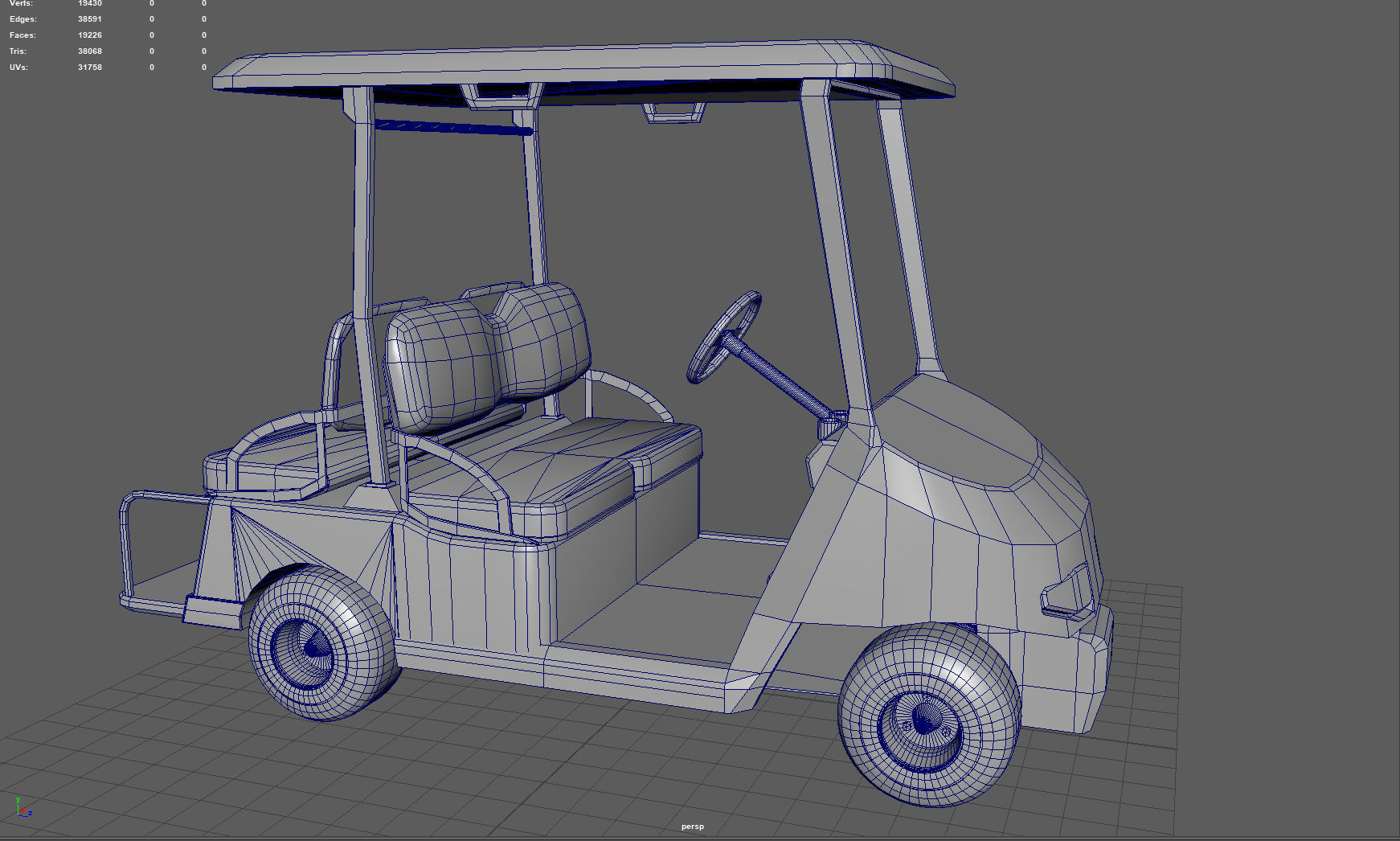 Golf Cart Low-poly 3D model_10