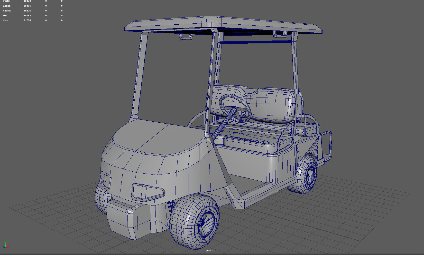 Golf Cart Low-poly 3D model_6