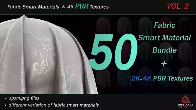 50 Fabric Smart Material Bundle and 4K PBR Texture VOL 02 Texture