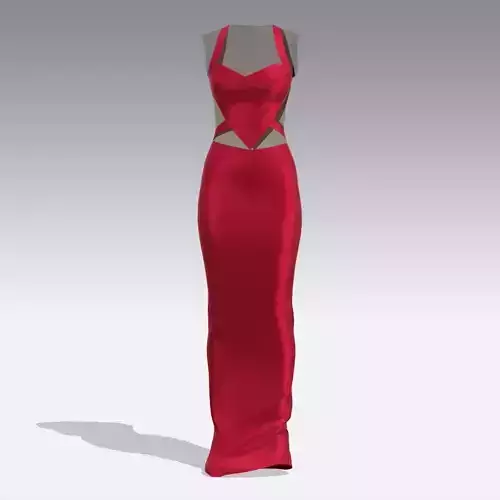 RED SATIN SILK DRESS