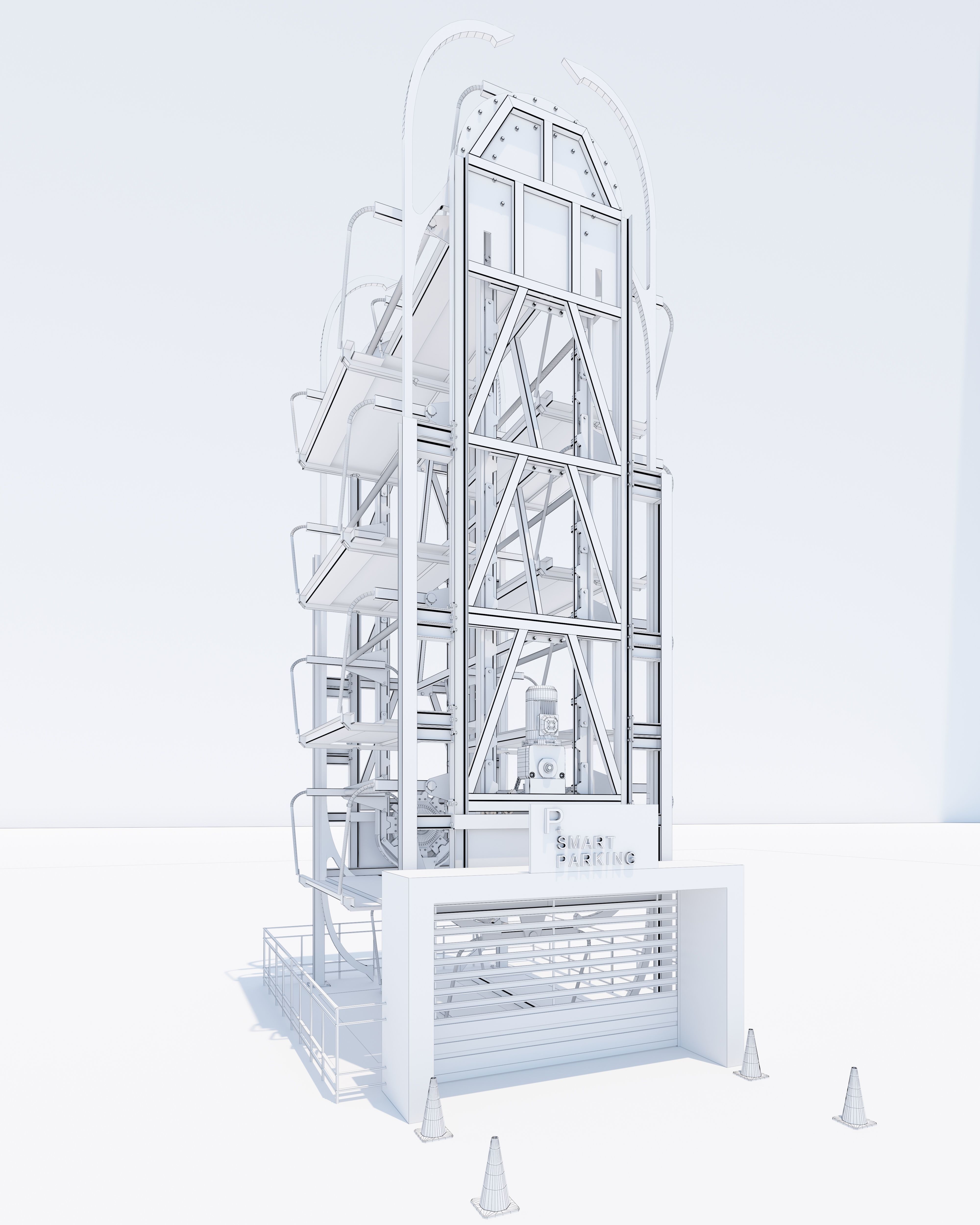 SMART ROTARY CAR PARKING SYSTEM FOR 10 CARS 3D MODEL 3D model_4