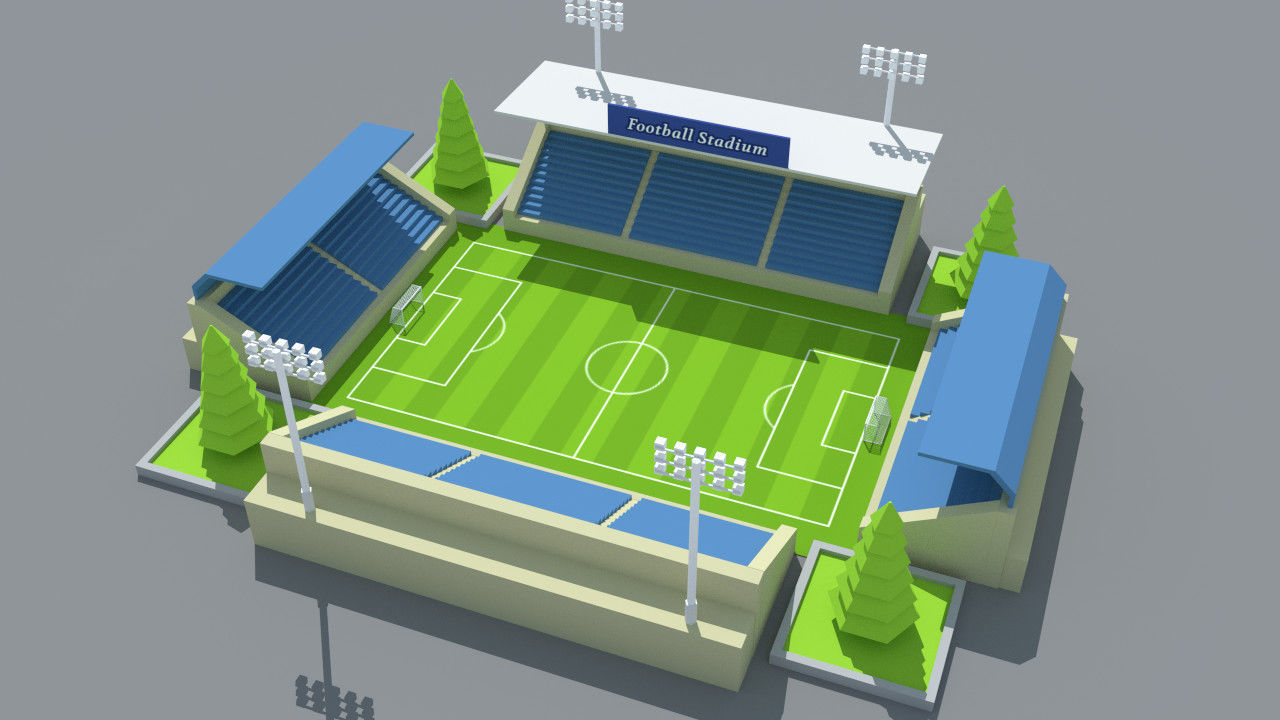 SimplePoly Stadium Kit Low-poly 3D model_4