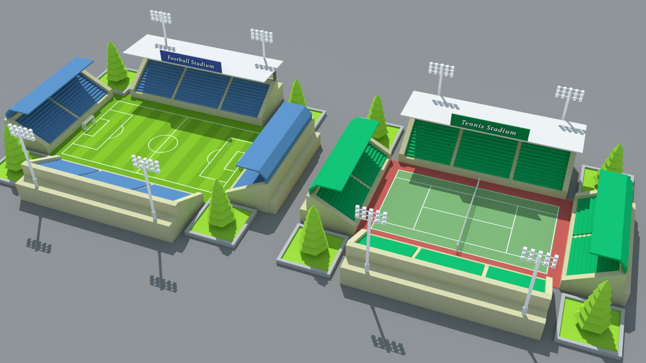 SimplePoly Stadium Kit Low-poly 3D model_1