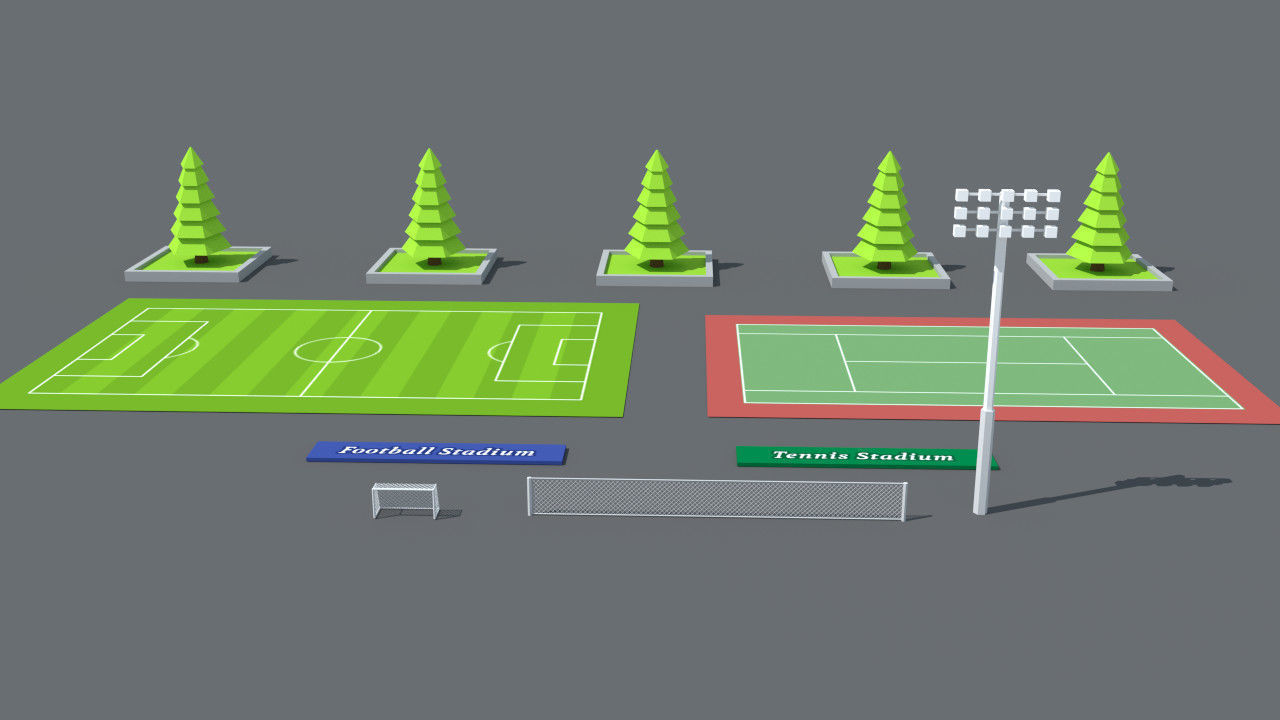SimplePoly Stadium Kit Low-poly 3D model_3