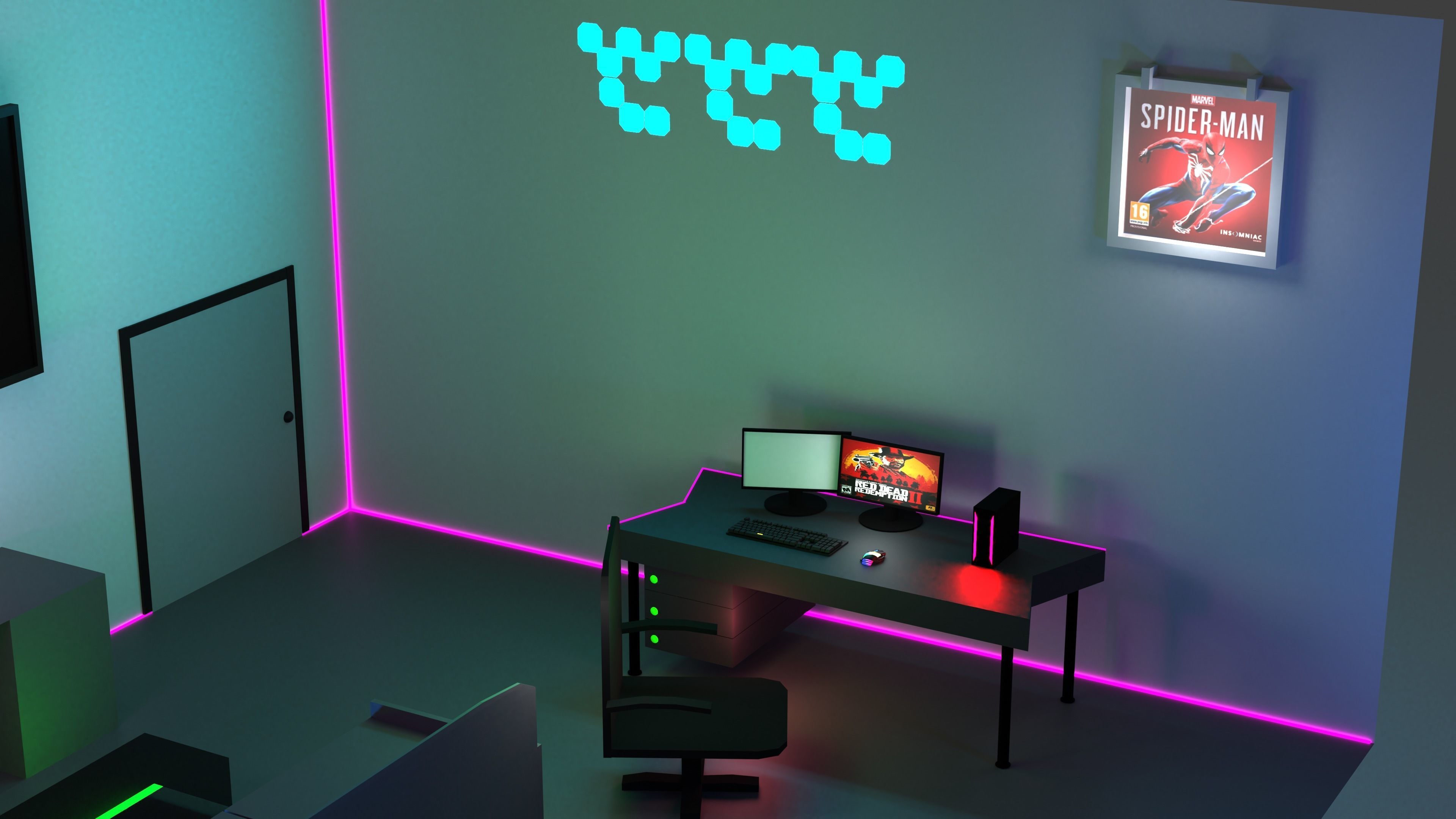 Gaming room Free low-poly 3D model_2